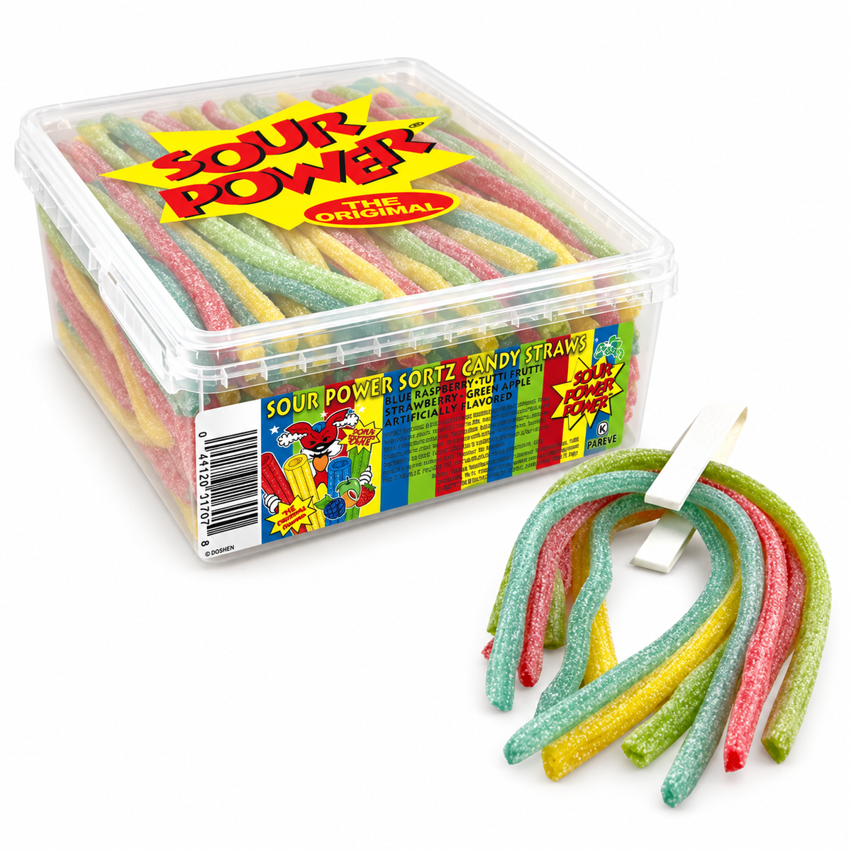 Dorval Sour Power Straw Tubes Candy Rainbow Quattro Tub