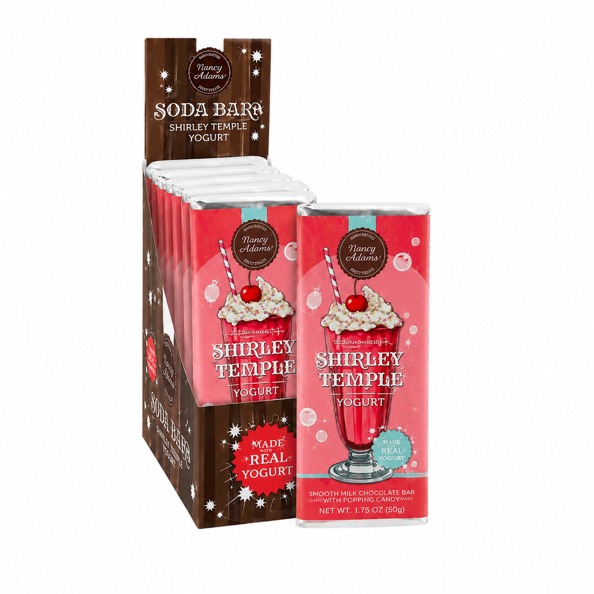 NANCY ADAMS SODA BAR SHIRLEY TEMPLE YOGURT WITH POPPING CANDY 1.75 OZ