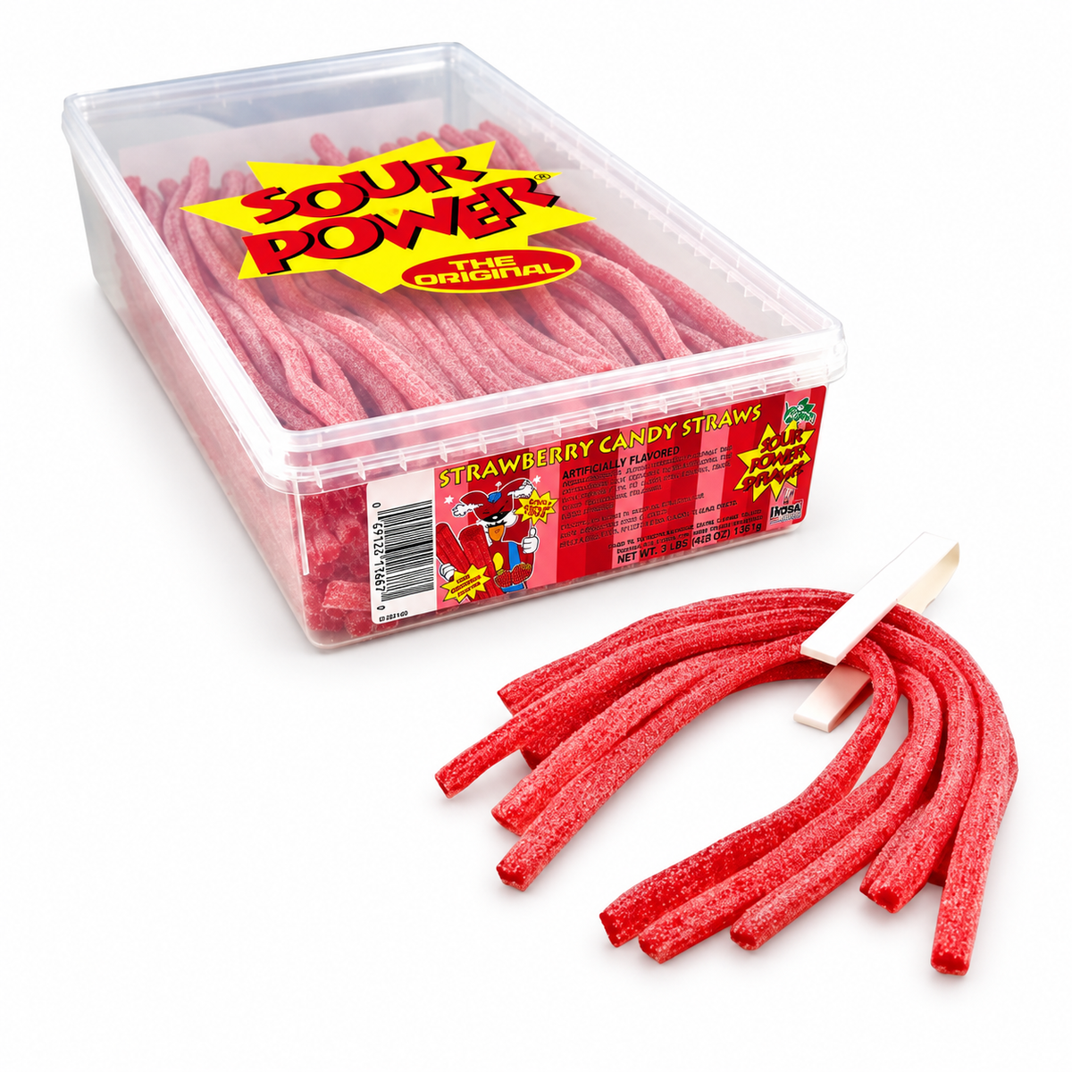 Dorval Sour Power Straw Tubes Candy Strawberry Tub