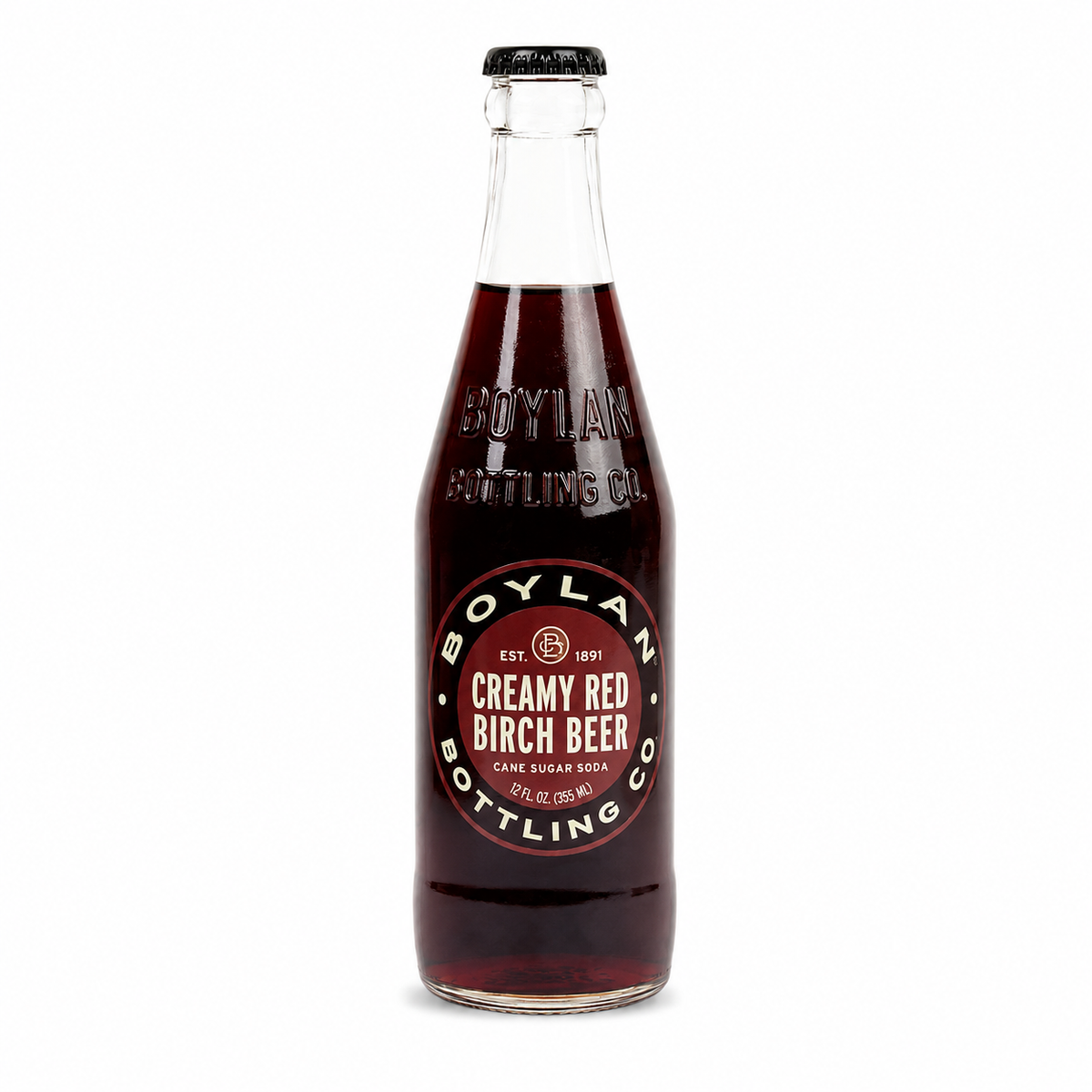 BOYLAN CREAMY RED BIRCH BEER SODA 12 OZ BOTTLE