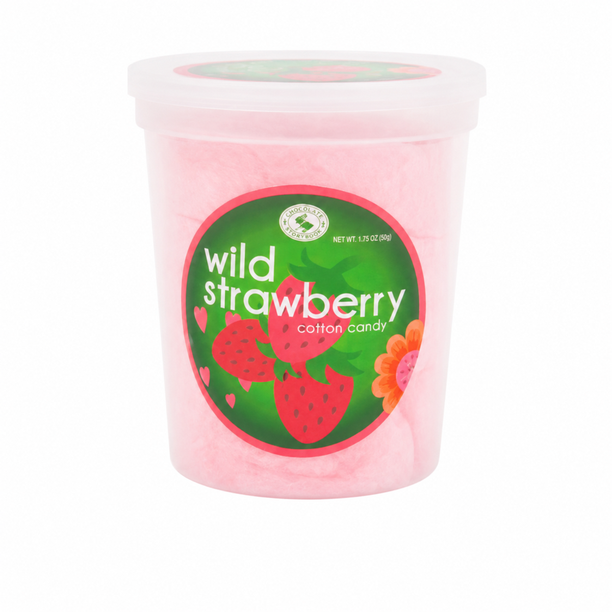 CHOCOLATE STORYBOOK WILD STRAWBERRY COTTON CANDY 1.75 OZ TUB