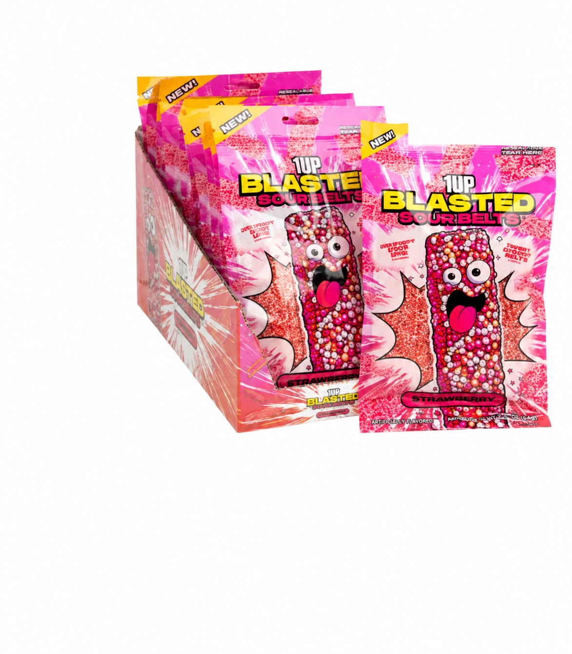 1UP BLASTED SOUR BELTS STRAWBERRY PEG 3.5 OZ