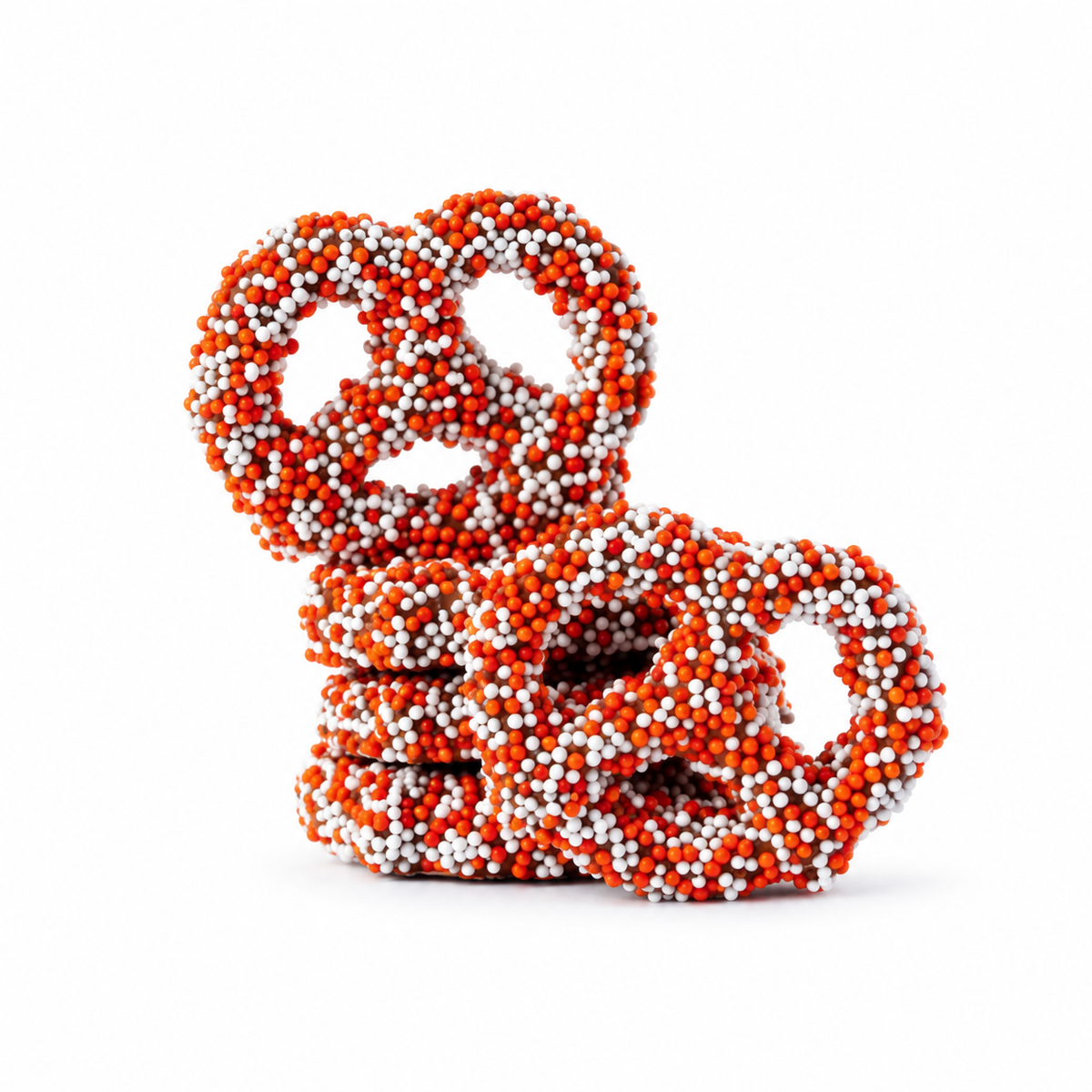 MILK CHOCOLATEY COATED HARVEST NONPAREIL MINI PRETZELS