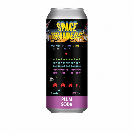 SPACE INVADERS PLUM SODA 16 OZ CAN