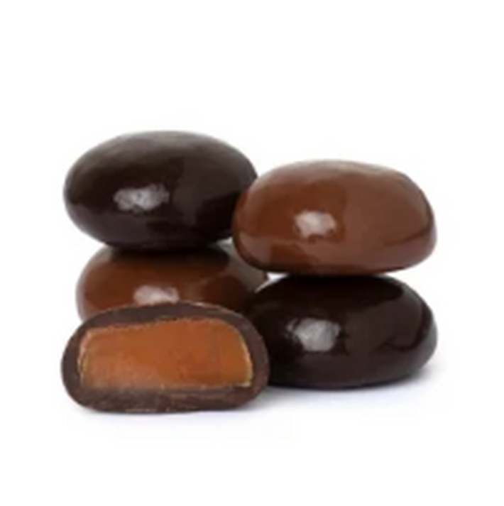 MILK AND DARK CHOCOLATE ASSORTED PANNED SEA SALT CARAMELS