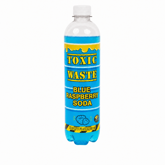 TOXIC WASTE BLUE RASPBERRY SODA 17 OZ BOTTLE